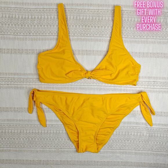 Hot Water Yellow Tie Bikini Set Size XL | 2 Piece Swimsuit | Bright & New - Picture 1 of 5